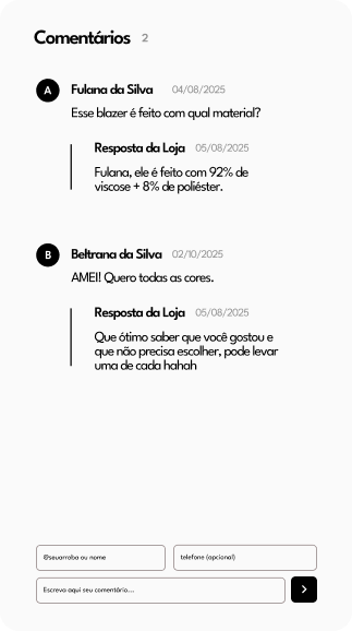Painel de comentários