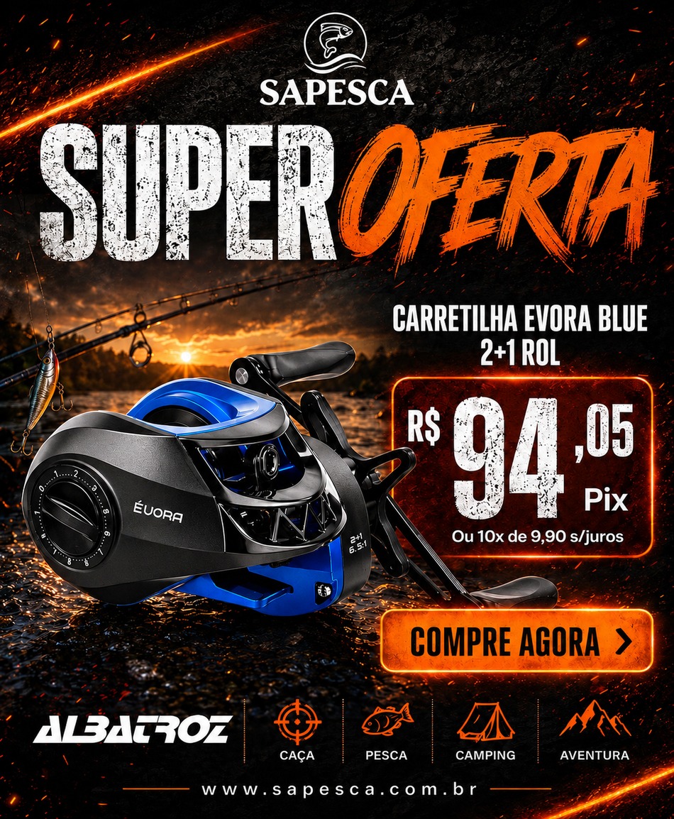 Carretilha evora blue 2+1 rolamentos drag 5kg manivela direita