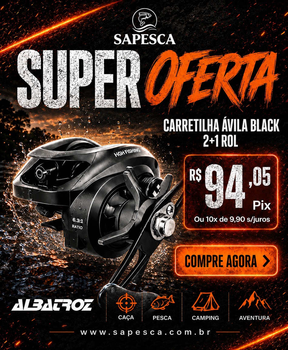 Carretilha albatroz ávila black 2+1 rolamentos drag 5kg manivela direita